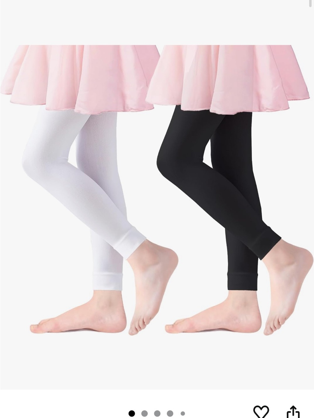Girls' Ballet Leggings - White & Black